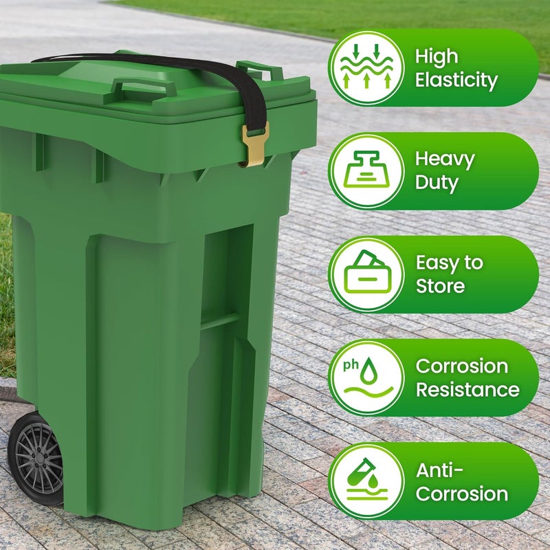 Gadgetzan 2 Pcs Trash Can Locks for Animals,Garbage Can Lid Locks with Metal Claw,Adjustable Garbage Straps Clips Outdoor for Keep Out Raccoon,Bear - Black - Image 5